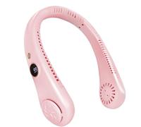 Ventilateur de cou portable Jsdoin, rechargeable par USB, 5 vitesses, sans pales, flux d'air à 360, pour hommes et femmes (rose)_M