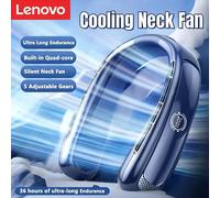 Ventilateur de cou portable Lenovo 15000 mAh avec écran numérique intelligent, rechargeable par USB, sans pales, silencieux, pour l'extérieur et l'été Pink