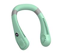 Ventilateur de cou portable, ventilateur sans lame pliable rechargeable par USB avec affichage numérique à 5 vitesses, ventilateur personnel portable pour les voyages en extérieur (Vert clair)