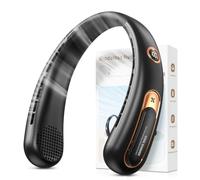 Ventilateur de Cou Portable, Ventilateur USB Rechargeable 4000mAh Max 15H, Ventilateur Silencieux sans Pale, 3 Vitesses et Affichage LED, Petit Ventilo Puissant 360°, pour Bureau Sport Voyage Camping