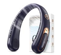 Ventilateur de Cou Portable, Ventilateur USB Rechargeable 4000mAh Max 15H, Ventilateur Silencieux sans Pale, 3 Vitesses et Affichage LED, Petit Ventilo Puissant 360°, pour Bureau Sport Voyage Camping