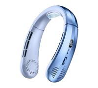Ventilateur de cou - Refroidissement mains libres et flux d'air à 360° | Ventilateur personnel sans pales 100 vitesses réglables | Pour voyage, sport, camping et bureau, rechargeable, écran LED