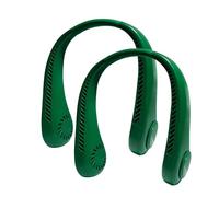 Ventilateur de cou, ventilateur portable vent fort, refroidissement à 360 °, silencieux, pas de torsion des cheveux, volume d'air uniforme des deux côtés, charge courte(Green,2PCS)