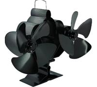 Ventilateur de foyer à double tête avec 4 plans de forage - Répartition de la chaleur à haute efficacité pour fours à bois et fours à bois - Ventilateur de poêle alimenté par la chaleur - Déni