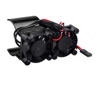 Ventilateur de moteur RC en aluminium avec capteur thermique - Double ventilateur de refroidissement pour voiture télécommandée 1/10 540/550 Traxxas Axial Redcat HSP HSP HPI Wltoys Himoto Tamiya (Noir