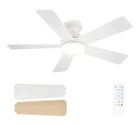 Ventilateur De Plafond, 107 Cm, Avec Éclairage Et Télécommande, Moteur Cc Silencieux, 6 Vitesses, Lampe Led À Intensité Vari[VP1]