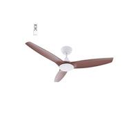 - Ventilateur de plafond 132 cm blanc et ABS imitation bois FANDC52LND - Moteur DC 18W - LED 20W dimmable 3 couleurs - 3 pales - Silencieux