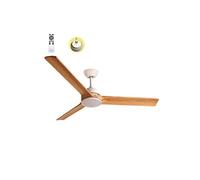 - Ventilateur de plafond 132 cm blanc et bois BALABIO - Moteur DC 36W - Lumière LED 20W dimmable 3 couleurs + LED SUPERIEURE 2W 3000°K