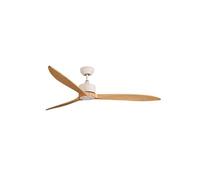 Fanelite - Ventilateur de plafond 164 cm blanc et bois GUANA - Moteur DC 35W - Télécommande - Wifi - Contrôles vocaux - 3 pales - Très silencieux BLANC ET BOIS
