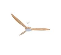 Fanelite - Brasseur d'air 164 cm blanc et bois ZENA - Moteur DC 38W - Lumière LED 20W dimmable 3 couleurs - Télécommande - Wifi - Contrôles vocaux - 3 pales - Très silencieux