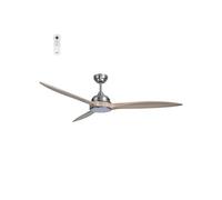 - Ventilateur de plafond 164 cm gris et bois SALAZIE - Moteur DC 38W - Lumière LED 20W dimmable 3 couleurs - Wifi - Contrôles vocaux