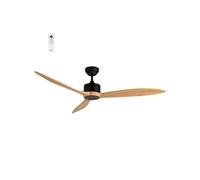 - Ventilateur de plafond 164 cm noir et bois LIFOU - Moteur DC 35W - Télécommande - Wifi - Contrôles vocaux - 3 pales - Très silencieux