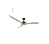 - Ventilateur de plafond 164 cm noir et bois MOOREA - Moteur DC 35W - Lumière LED 20W dimmable 3 couleurs - Wifi - Contrôles vocaux