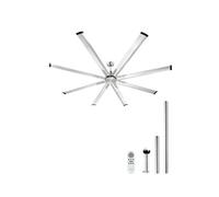 Ventilateur De Plafond 214cm Télécommande 6 Vitesses Avec 3 Tiges De Suspension