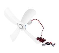 Ventilateur de plafond 3/4 feuilles 12 V à suspendre alimenté par piles 40,6 cm/80 cm pour camping, dortoir, maison, lit USB pour bureau, portable, silencieux, rechargeable, flexible, petit avec clip