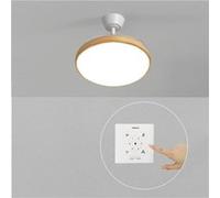 CREATE / WIND CLEAR STUDIO S/Ventilateur de plafond avec lumière blanc et bois clair avec contrôleur mural et télécommande / 40W, Pales rétractables, Ø 91 cm, 3 températures de lumière