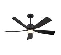 Ventilateur de plafond, 52 pouces, avec éclairage LED, 6 vitesses, commande via application, minuterie, 110-240 V, minimaliste, noir