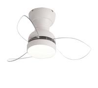 Ventilateur de plafond 55 cm avec éclairage, réversible, 3 pales, silencieux, avec télécommande, 6 vitesses, moderne, intelligent, montage encastré pour chambre à coucher, bois blanc (transparent)