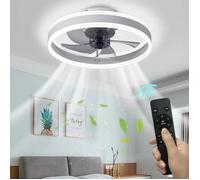 Ventilateur De Plafond 6 vitesses Fan Silencieux Dimmable 3 Couleurs avec Télécommande Ventilateur Plafonnier 33cm 55W-blanc #16