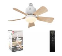 Ventilateur de plafond, 85-265 V, éclairage LED, variation d'intensité en continu, application + télécommande, 45 x 19,6 cm, bois