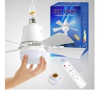 Ventilateur de plafond à cinq feuilles E27 à visser avec pales amovibles + base 30W Blanc