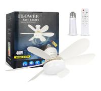 Ventilateur de plafond à vis E27, 20,5 pouces, 40 W, avec fonction de variation d'intensité par télécommande.