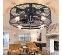 Ventilateur de plafond avec cage et éclairage : blanc 26 pouces en ciment commande APP pour c
