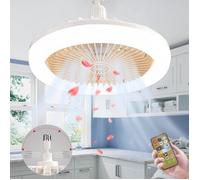 Ventilateur de plafond avec éclairage, 3 vitesses, luminosité réglable convient aux salons ou aux chambres (orange)