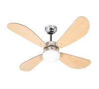 FARELEK Ventilateur de plafond Bermudes Ø107 cm réversible 4 pales chêne clair - 1 globe 60W E27