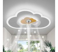 Ventilateur de plafond avec éclairage à intensité variable nuages - Plafonnier LED en bois - Avec télécommande - 52 W - 6 vents - Moderne - Pour salon, chambre à coucher - 60 cm