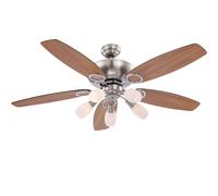 Ventilateur de plafond avec éclairage et télécommande 3 niveaux Interrupteur à tirette Fonction variateur 130 cm