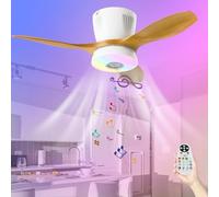 Ventilateur de plafond avec éclairage et télécommande, kit d'éclairage moderne, lampes silencieuses, LED 36 W à intensité variable, réversible, installation facile pour les pièces basses - Blanc - Bo