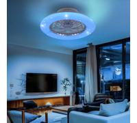 Ventilateur de plafond avec éclairage et télécommande, plafonnier silencieux avec ventilateur et changeur de couleurs RVB, veilleuse CCT à intensité variable, LED 30 W 2200 lm 3000-6500 K, D 50 cm