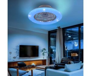 Ventilateur de plafond avec éclairage et télécommande, plafonnier silencieux avec ventilateur et changeur de couleurs RVB, veilleuse CCT à intensité variable, LED 30 W 2200 lm 3000-6500 K, D 50 cm