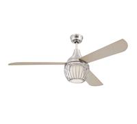 Ventilateur de plafond avec éclairage LED et télécommande Graham Nickel 132 cm
