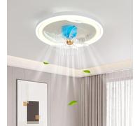 Ventilateur de plafond avec éclairage LED, oscillation à 360°, économie d'énergie, 3 vitesses, variation de couleur, télécommande, silencieux et discret, idéal pour chambre ou salle à manger.