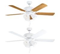 Ventilateur de plafond avec éclairage Mode été hiver Ventilateur Lampe de plafond blanc Pales réversibles chêne blanc, 3x E27, DxH 132 x 47,4 cm