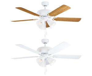 Lustre ventilateur de plafond 60W avec 5 pales en mdf Windy - Couleur Sienna | Leroy Merlin