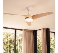 Ventilateur de Plafond avec Éclairage Silencieux DC Eubea Blanc Télécommande Grand (entre 20-30 m²) 132 cm Blanc