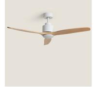 Ventilateur de Plafond avec Éclairage Silencieux DC Merion Bois clair Télécommande Grand (entre 20-30 m²) 132 cm Blanc