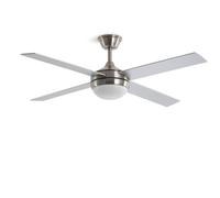 Ventilateur de Plafond avec Éclairage Silencieux DC Pales en Bois Navy Evo | avec Lumière Intégrée, Moteur DC 30W Silencieux et Efficace, 4 Pales, 6 Vitesses, 132 cm, Télécommande