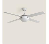 LEDKIA LIGHTING Ventilateur de Plafond avec Éclairage Silencieux DC Pales en Bois Navy Evo Blanc Télécommande Grand (plus de 20 m²) 132 cm Blanc
