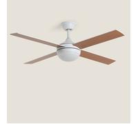 Ventilateur de Plafond avec Éclairage Silencieux DC Pales en Bois Navy Evo Bois Télécommande Grand (entre 20-30 m²) 132 cm Blanc
