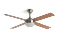 Ventilateur de Plafond avec Éclairage Silencieux DC Pales en Bois Navy Evo | Lumière LED, Moteur DC 30W Silencieux et Efficace, 4 Pales, 6 Vitesses, 132 cm, Télécommande