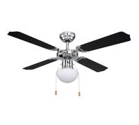 Ventilateur de plafond avec interrupteur à tirette 3 vitesses Pales réversibles Avance et retour Plafonnier mode été hiver Télécommande, 1x E27, DxH 106,6x41,5 cm