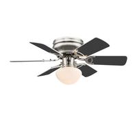 Ventilateur de plafond avec interrupteur à tirette Lampe LED de salon Avance-Retour Lampe de chambre à coucher, 3 vitesses, pales réversibles, 1x E27 LED blanc chaud, DxH 76x28 cm