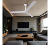 Ventilateur de plafond avec interrupteur mural Ventilateur Ventilateur Machine à vent 3 vitesses, métal fer blanc, DxH 142 x 58 cm