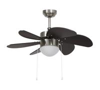 Ventilateur de plafond avec lampe - VIDAXL - 76 cm - 3 vitesses - Marron foncé
