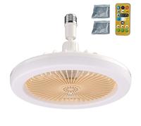 Ventilateur de Plafond avec Lumière, 30W Lampe de Ventilateur E27 LED 3 Couleurs Dimmable Timing avec Télécommande, Silencieux, pour Salon, Salle à Manger, Chambre à Coucher, Bureau, Dortoir (Jaune)