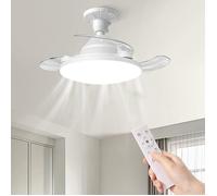 Ventilateur de plafond avec lumière - AUTREMENT - 57c - Pales rétractables - Télécommande/minuterie 2/4h - Moteur silencieux 35 dB